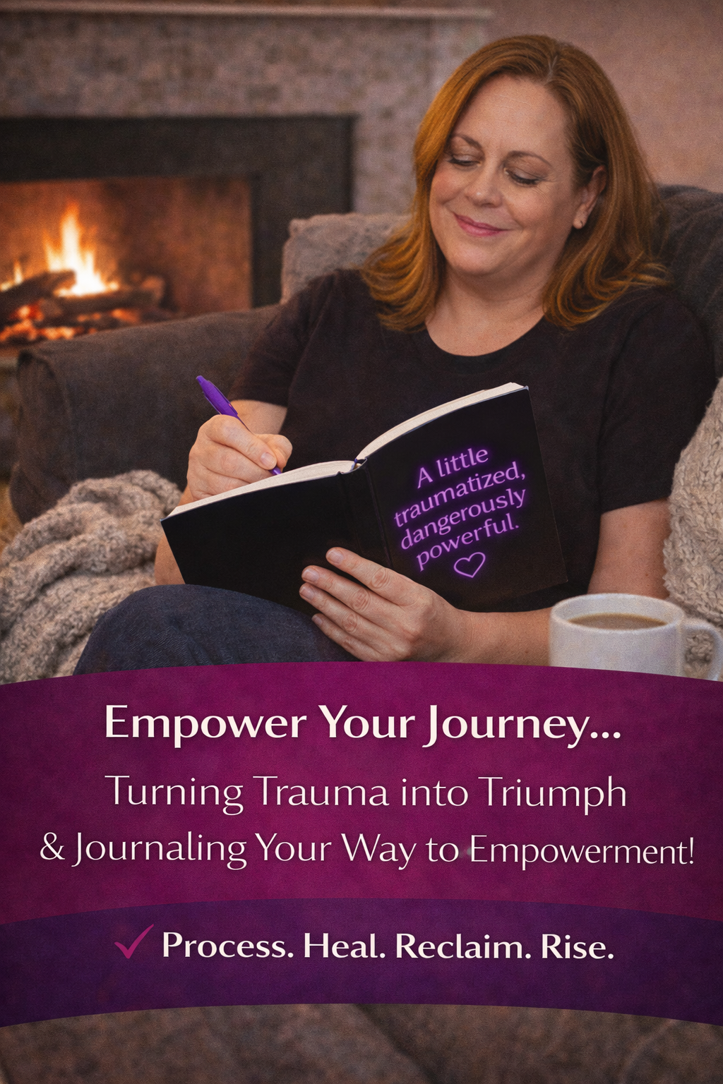 A Little Traumatized, Dangerously Powerful Journal |Black Matte Empowerment Journal with Neon Heart