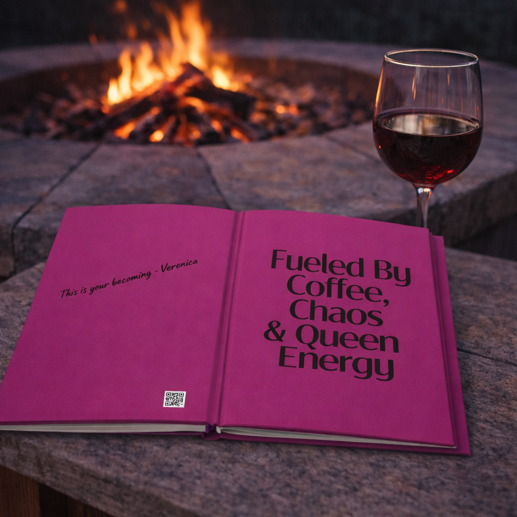 Fueled by Coffee, Chaos & Queen Energy Journal Pink Matte Hardcover Empowerment Journal for Women