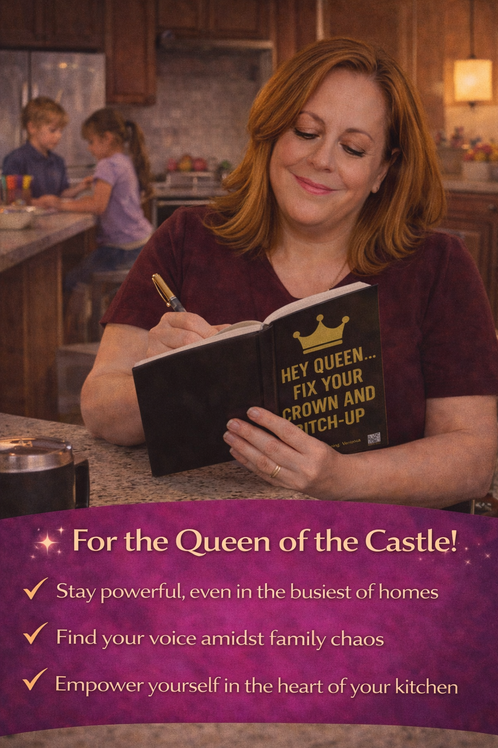 Hey Queen, Fix Your Crown and Bitch-Up Journal Matte Black & Gold Hardcover Empowerment Journal