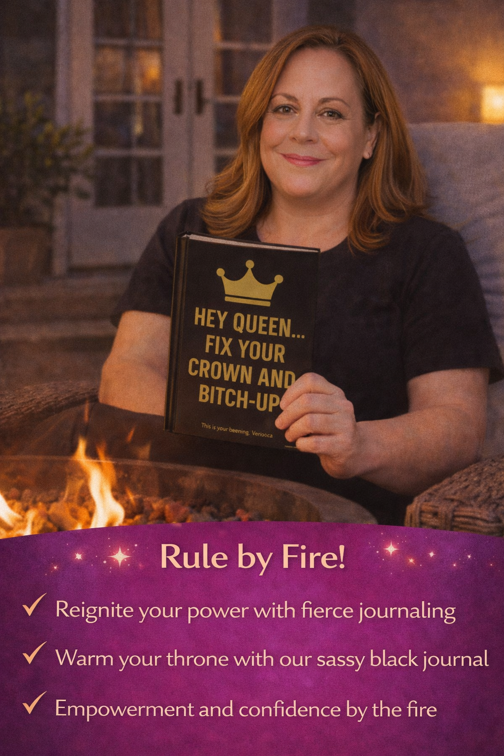 Hey Queen, Fix Your Crown and Bitch-Up Journal Matte Black & Gold Hardcover Empowerment Journal