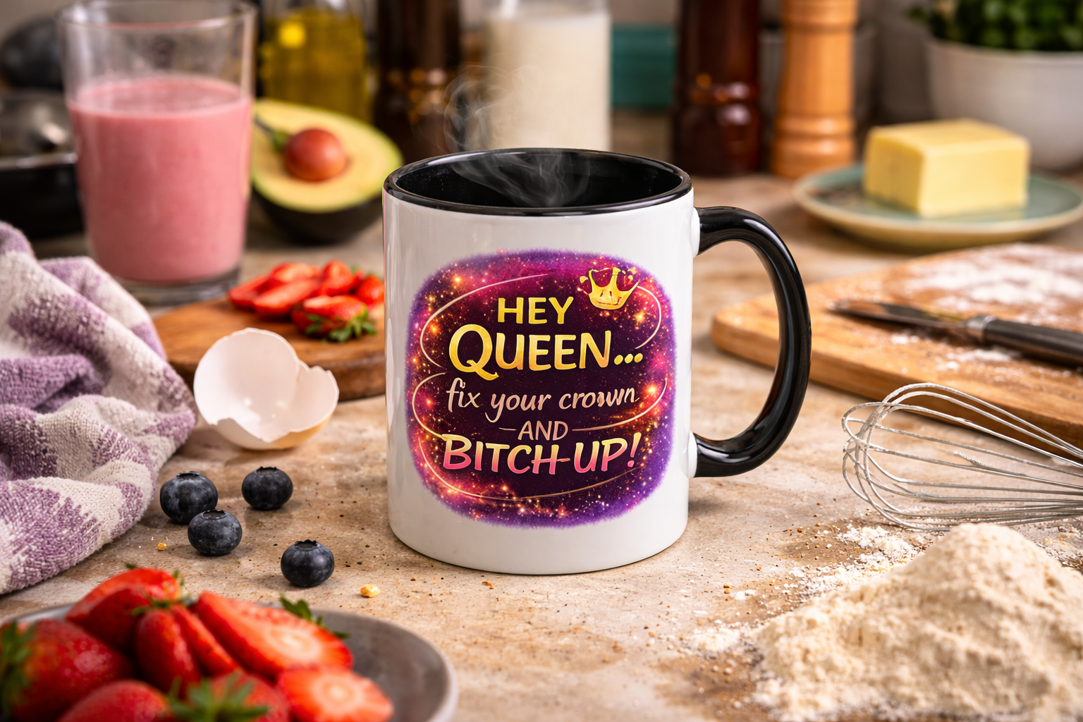 Queen Crown Coffee Mug - Grab Your Coffee - Empowerment Cup for ChatGPT Users - Mugs {{tags}}