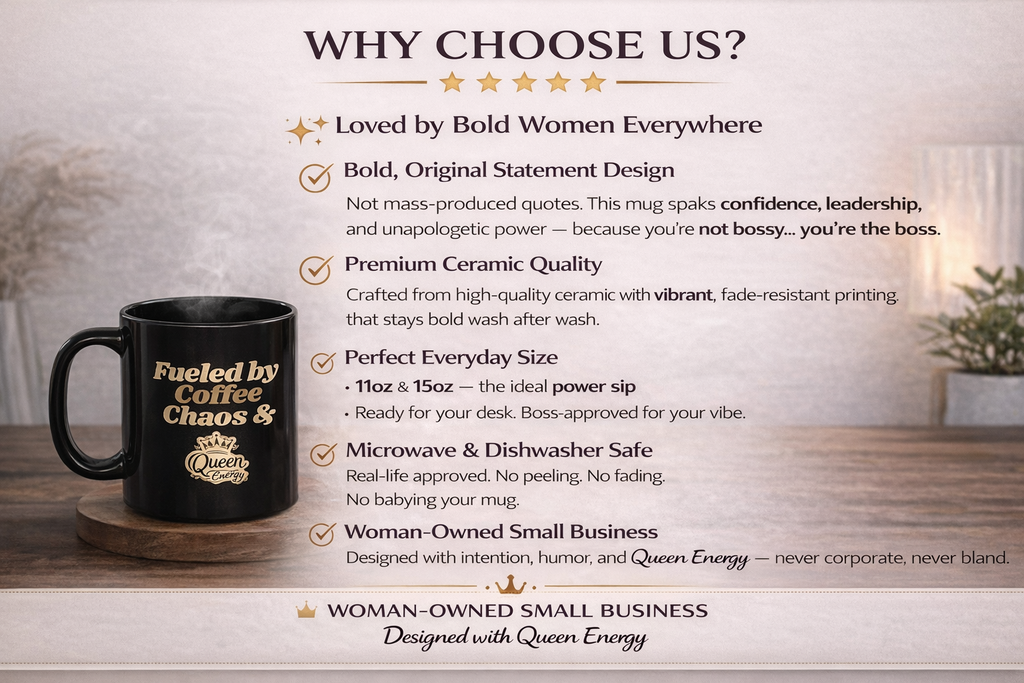 Fueled by Coffee Chaos Queen Energy Mug - Coffee Cup for ChatGPT Users & AI Enthusiasts - Mugs {{tags}}