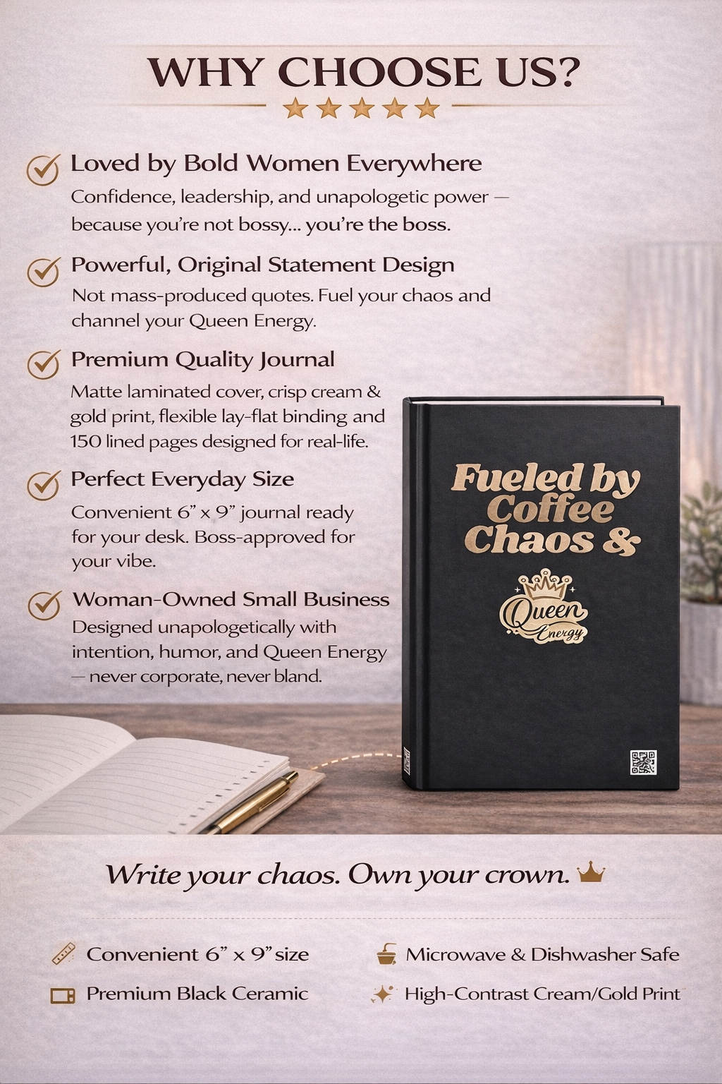 Fueled by Coffee Chaos & Queen Energy Journal - ChatGPT Prompt Notebook for AI Enthusiasts - Journals {{tags}}