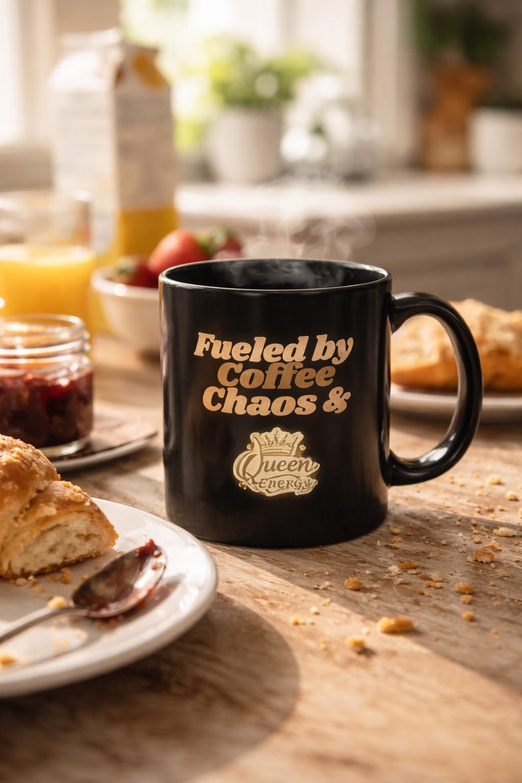 Fueled by Coffee Chaos Queen Energy Mug - Coffee Cup for ChatGPT Users & AI Enthusiasts - Mugs {{tags}}