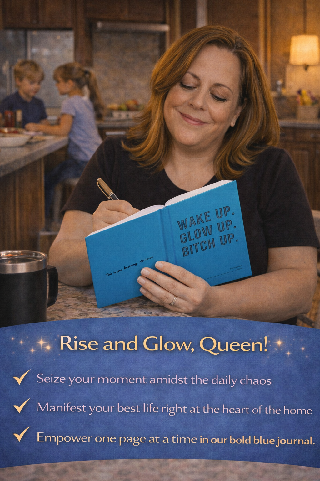 Wake Up, Glow Up, Bitch Up Journal | Blue