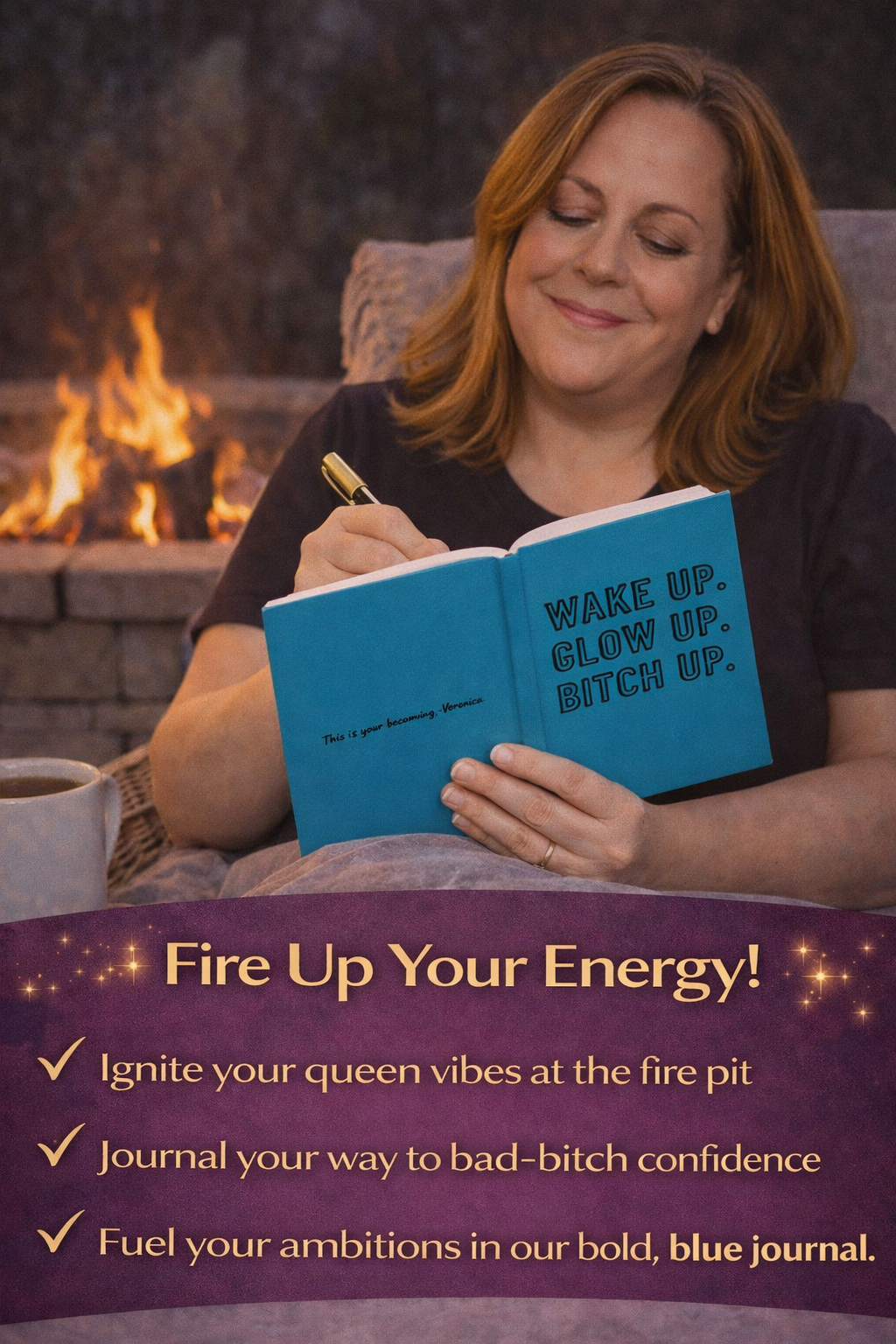 Wake Up, Glow Up, Bitch Up Journal | Blue