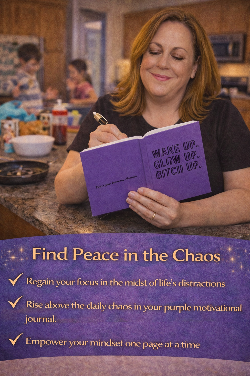 Wake Up, Glow Up, Bitch Up Journal | Hardcover Matte Purple