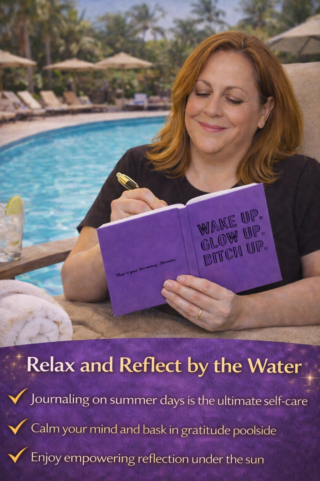 Wake Up, Glow Up, Bitch Up Journal | Hardcover Matte Purple