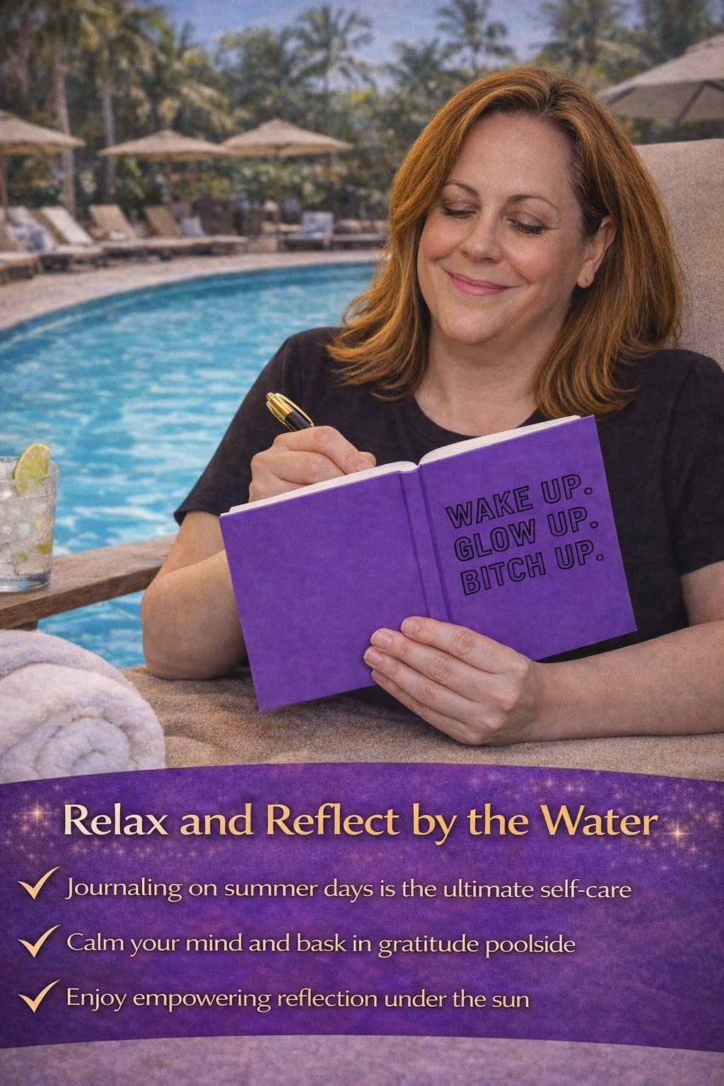 Wake Up, Glow Up, Bitch Up Journal | Hardcover Matte Purple