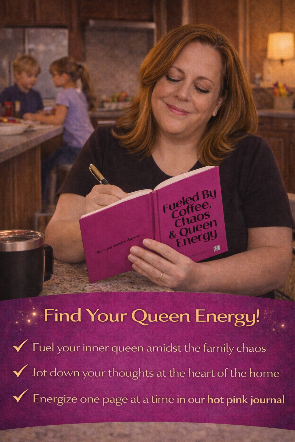 Fueled by Coffee, Chaos & Queen Energy Journal Pink Matte Hardcover Empowerment Journal for Women
