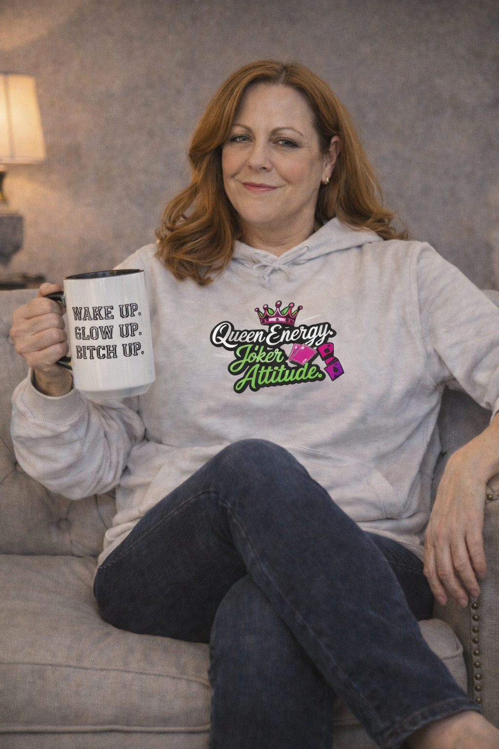 Queen Energy Joker Attitude Hoodie - Bold Empowerment Sweatshirt for ChatGPT Users & AI Enthusiasts - Hoodies {{tags}}